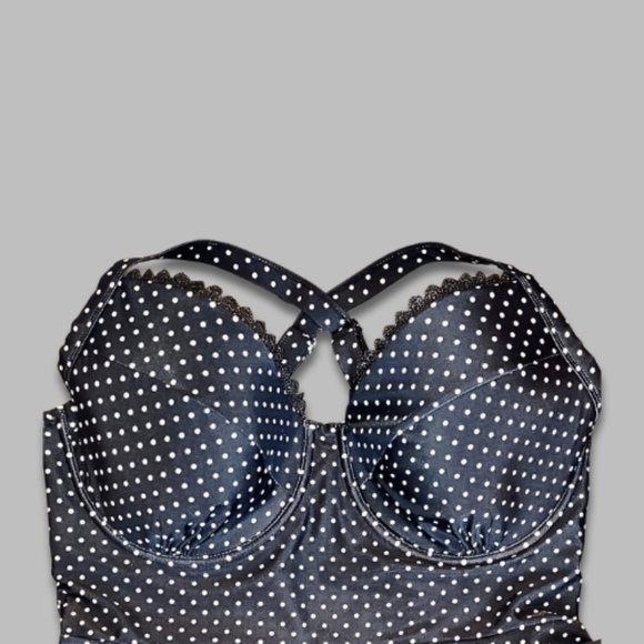 Allure Cross-Back Peplum Tankini Top Polka Dot Black/White Women’s US 1X/16/18 - Picture 3 of 6
